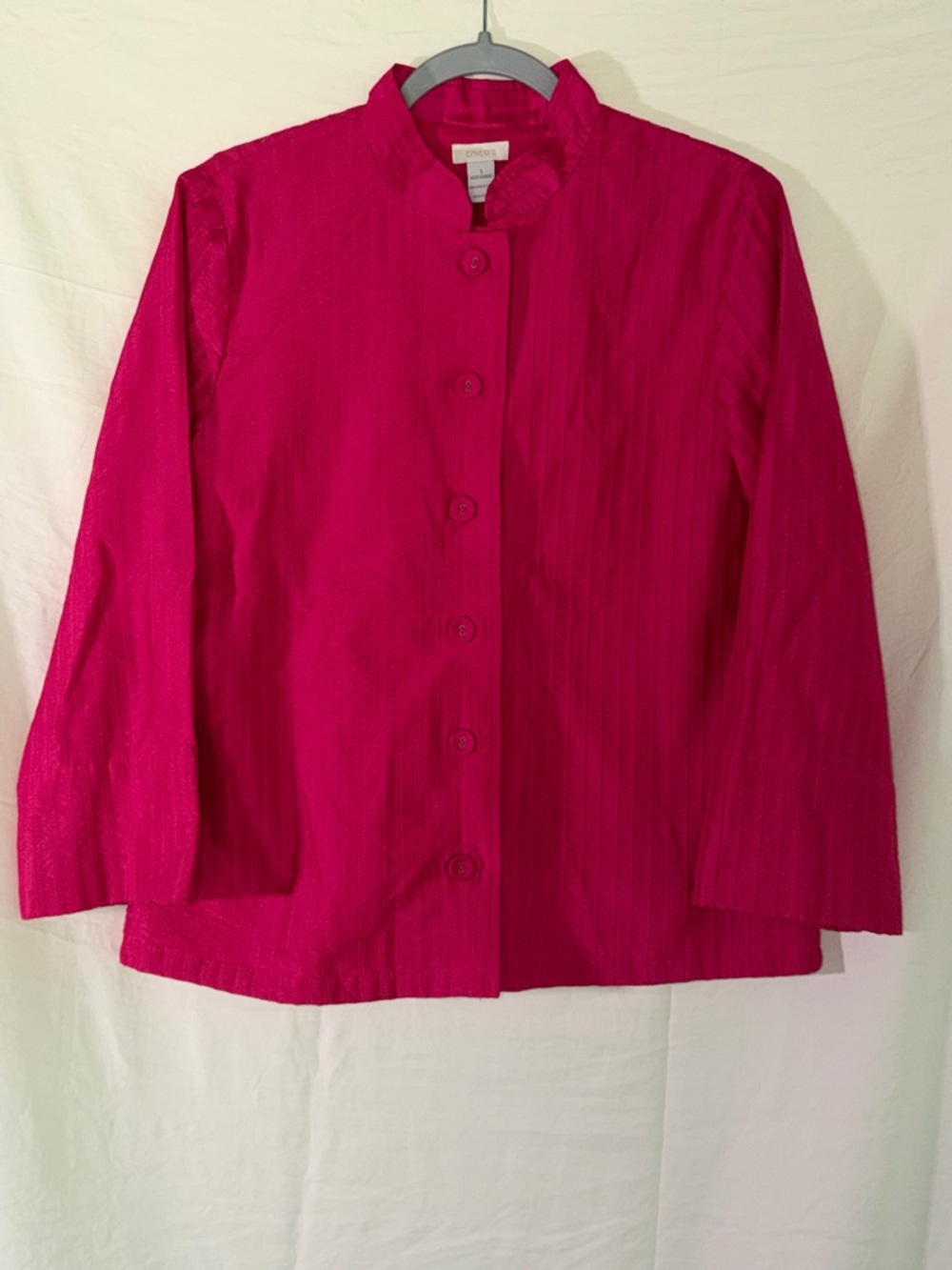 Chico's Raspberry Pink Button-Front Collared Blouse